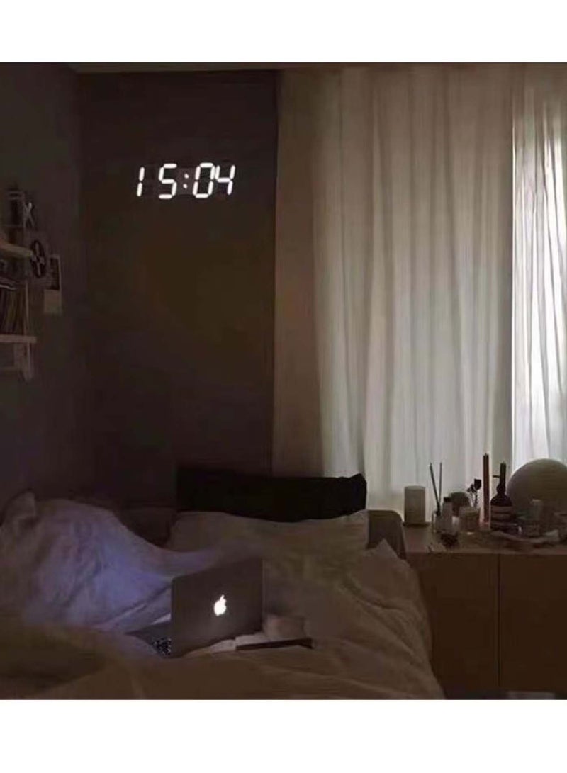 فياكين ساعة حائط رقمية ثلاثية الأبعاد بشاشة LED - منبه عصري للمنزل والمكتب - Image 2