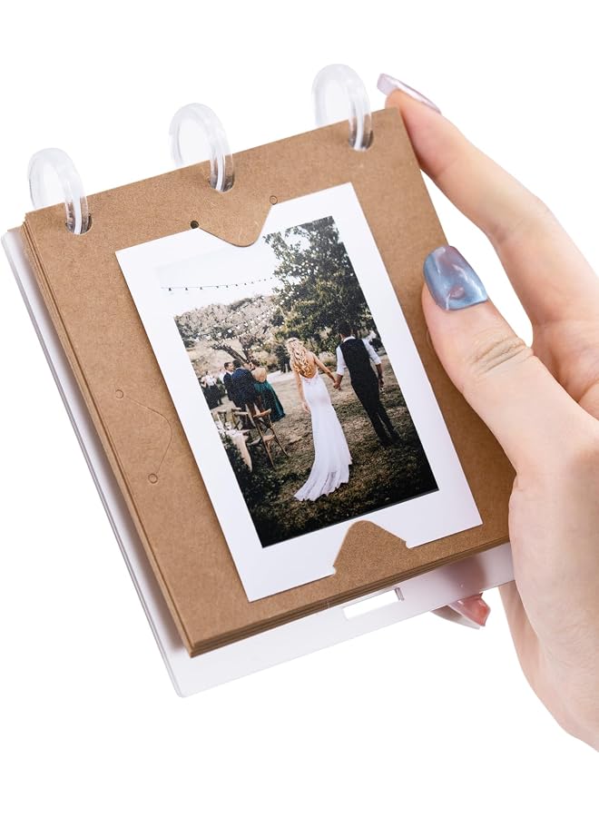 S-TOP Mini Photo Album Scrapbook for Instax 11, 12, EVO 40, 9, 8, 7+ and 2x3 Pictures, Includes 20 Kraft Paper Pages, Acrylic Desktop Display Frame, Clear Compact Photo Storage - Image 1