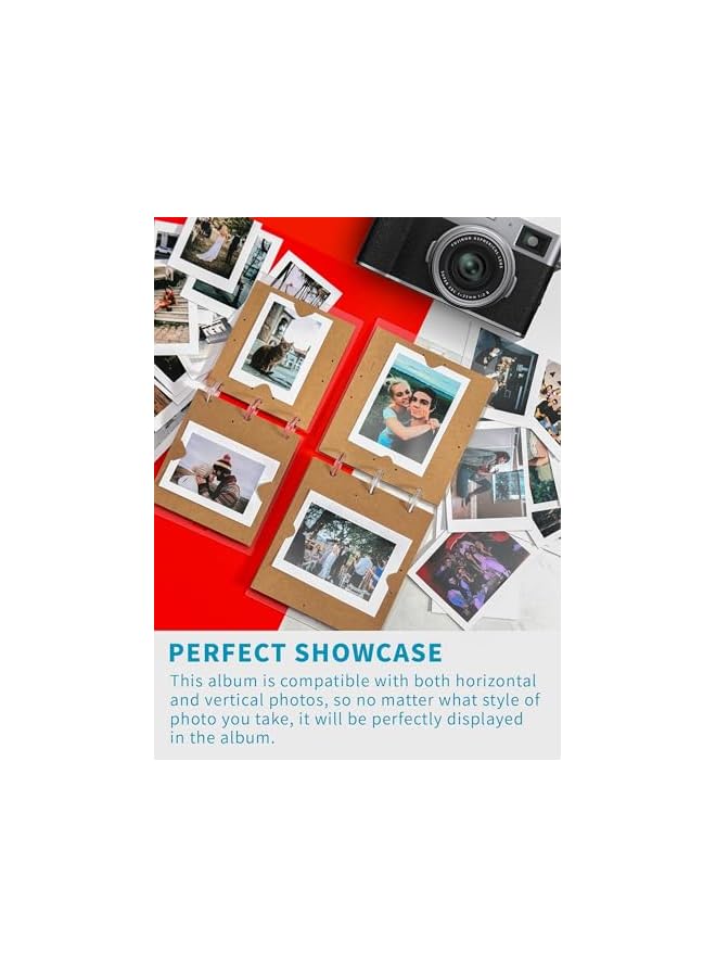 S-TOP Mini Photo Album Scrapbook for Instax 11, 12, EVO 40, 9, 8, 7+ and 2x3 Pictures, Includes 20 Kraft Paper Pages, Acrylic Desktop Display Frame, Clear Compact Photo Storage - Image 4