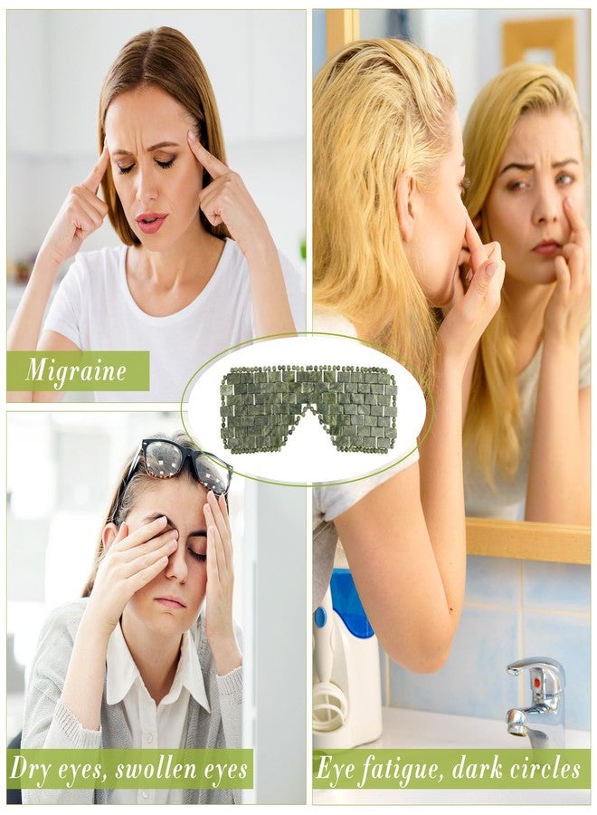 Hercicy 2 Pcs Jade Eye Mask Green Jade Stone Facial Cooling Mask for Alleviate Puffiness Face Massage Relax Eyes Relieve Migraine Meditation Beauty (Dark Green - Image 5
