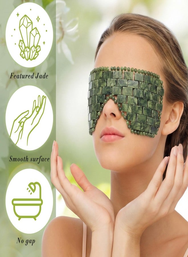 Hercicy 2 Pcs Jade Eye Mask Green Jade Stone Facial Cooling Mask for Alleviate Puffiness Face Massage Relax Eyes Relieve Migraine Meditation Beauty (Dark Green - Image 3