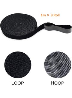 erorex Cable Ties Organizer 3 Roll Cable Straps Cable Clips Cable Ties Hook And Black Organizing Cord Organizer Reusable Cable Management Loop Nylon Fastening Tape Wire Organizer For Home Office Total 3M  - Image 2