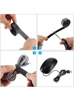 erorex Cable Ties Organizer 3 Roll Cable Straps Cable Clips Cable Ties Hook And Black Organizing Cord Organizer Reusable Cable Management Loop Nylon Fastening Tape Wire Organizer For Home Office Total 3M  - Image 3