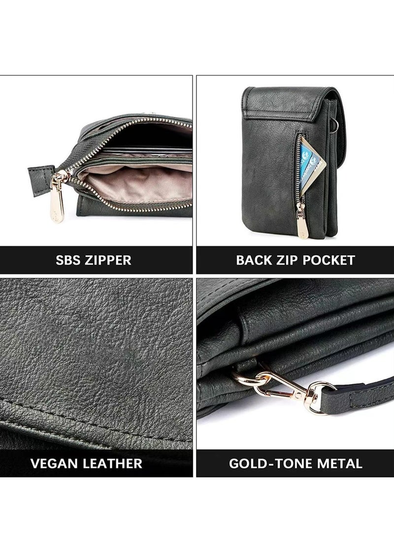 التمريض الجوي Skycare Small Crossbody Bags for Women Leather Cell Phone Purse Bag Wallet with Adjustable Strap  - Image 4