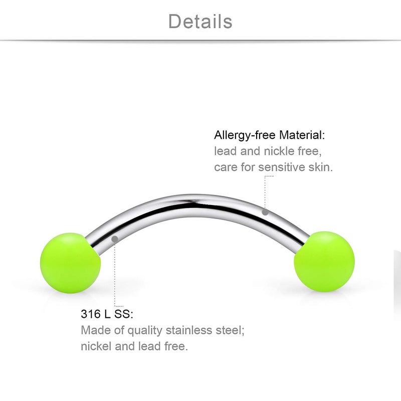 SCERRING 14G Stainless Steel Curved Barbell Snake Eyes Tongue Ring Nipplerings Nipple Rings Piercing Jewelry Retainer Acrylic Balls 16mm 30PCS - Image 2