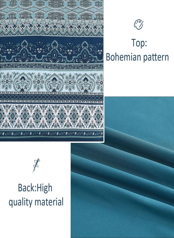 Cottolester Boho King Size Comforter Set 8 Pieces, Teal Blue Comforter Bohemian Striped Bed in A Bag, Soft Microfiber Bedding Set for All Seasons - Image 5