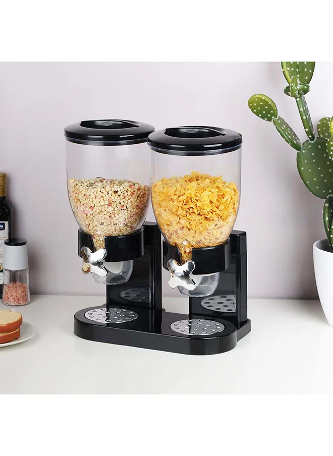 دانوب هوم Adeena Two Cones Cereal Dispenser Black 7L Pe Abs Dry Food Countertop Kitchen Tools Storage Container Cereal Container For Kitchen & Dining Room 34X20X34.5Hcm - Black