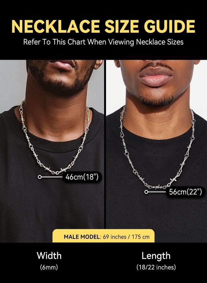 ChainsHouse قلادة رجالية من ChainsHouse، مصنوعة من الفولاذ المقاوم للصدأ، 6 مم، مزودة بقفل أمان على شكل شوكة، سلسلة قصيرة بنمط اللهب، مجوهرات هيب هوب روك، 18 بوصة، معدنية - Image 5