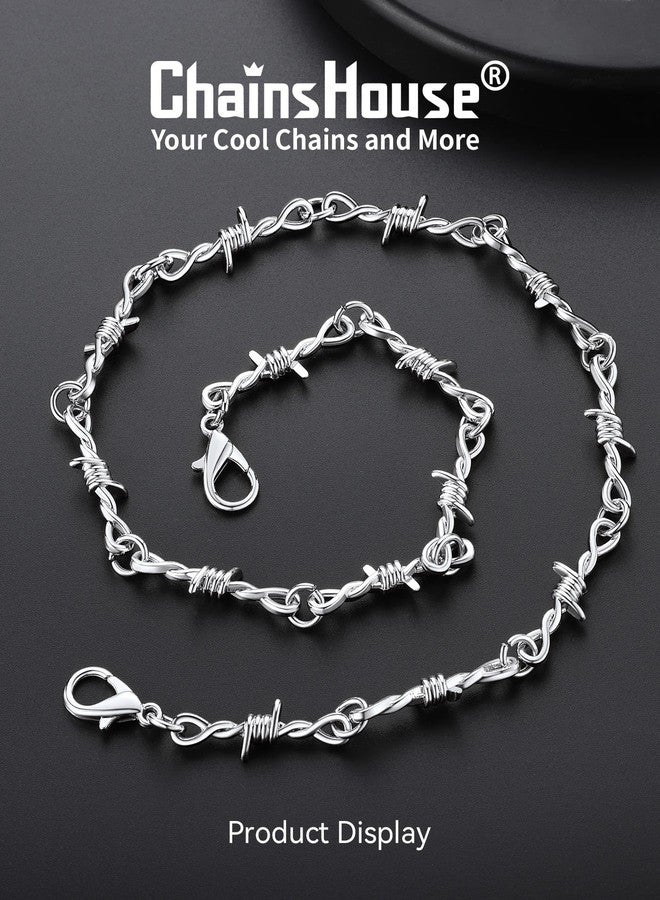 ChainsHouse قلادة رجالية من ChainsHouse، مصنوعة من الفولاذ المقاوم للصدأ، 6 مم، مزودة بقفل أمان على شكل شوكة، سلسلة قصيرة بنمط اللهب، مجوهرات هيب هوب روك، 18 بوصة، معدنية - Image 3