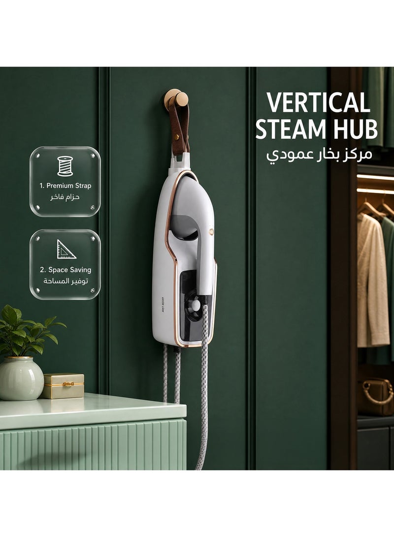 GREEN LION Steam Master Dry Iron and Steam Function 1950W, 140°C Temperature, Adjustable Hanging Belt, Portable, Dual-Mode Operation, Fast Heat Clothes Steamer, Water Tank Capacity 600 ml - White - Image 2