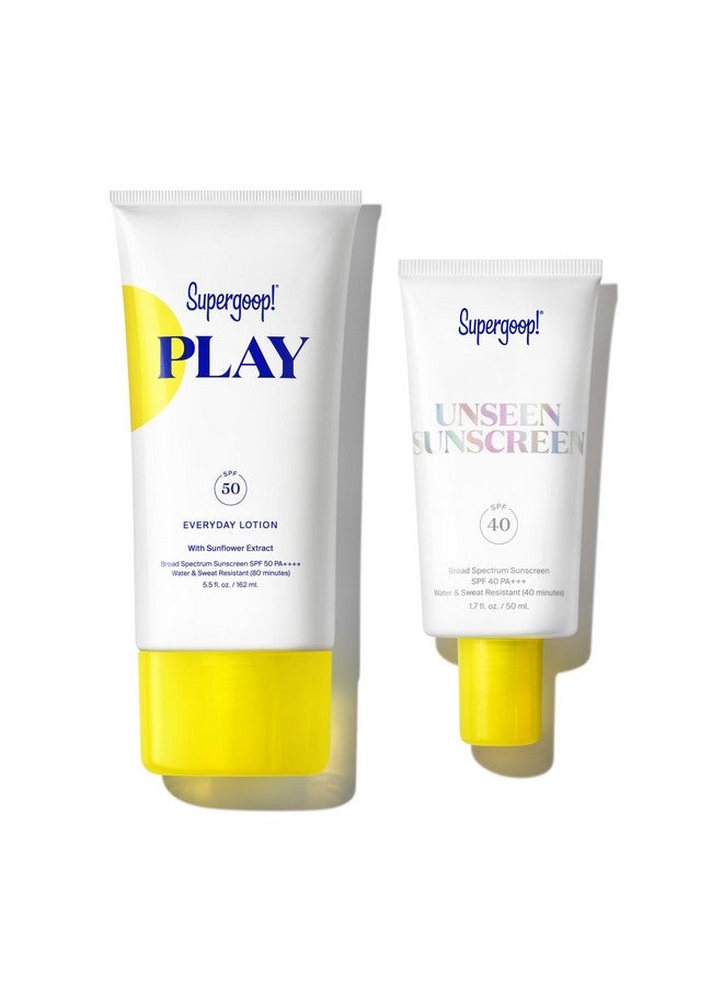 سوبر جوپ مجموعة سوبر جوب! الأكثر تفضيلاً - تتضمن لوشن بلاي اليومي (٥٫٥ أونصة) + واقي شمس أنسين (١٫٧ أونصة) - واقي شمس واسع الطيف للبشرة الحساسة - مكونات نظيفة - مثالي لأيام النشاط. - Image 1