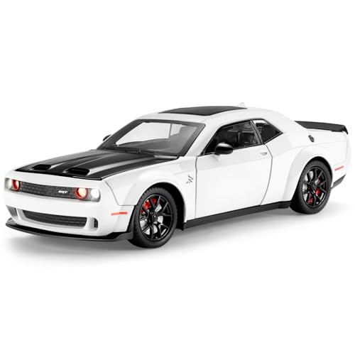 SASBSC Toy Cars for Boys Age 312 124 Diecast Car Toys Metal Car Model with Light Sound Collectable Muscle Super Cars for Kids White - Image 1