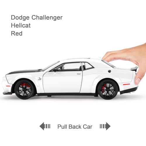 SASBSC Toy Cars for Boys Age 312 124 Diecast Car Toys Metal Car Model with Light Sound Collectable Muscle Super Cars for Kids White - Image 5