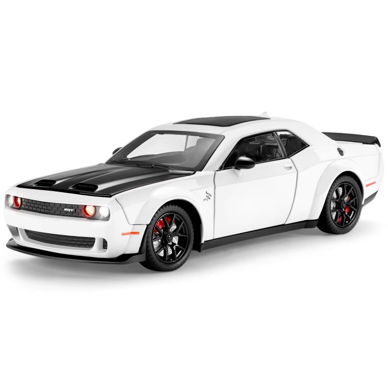 SASBSC Toy Cars for Boys Age 312 124 Diecast Car Toys Metal Car Model with Light Sound Collectable Muscle Super Cars for Kids White - Image 3