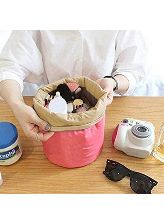 أم أس أيه حقيبة مستحضرات تجميل وحقيبة سفر دائرية على شكل برميل من MSA للنساء (نايلون) حقيبة للفتيات والنساء، مجموعة منظم برباط مقاوم للماء على شكل دائري (متعدد الألوان) عبوة من قطعة واحدة - Image 5