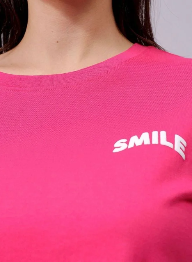 Freehand Women Relaxed Fit Solid Crew Neck Short Sleeve T-Shirt