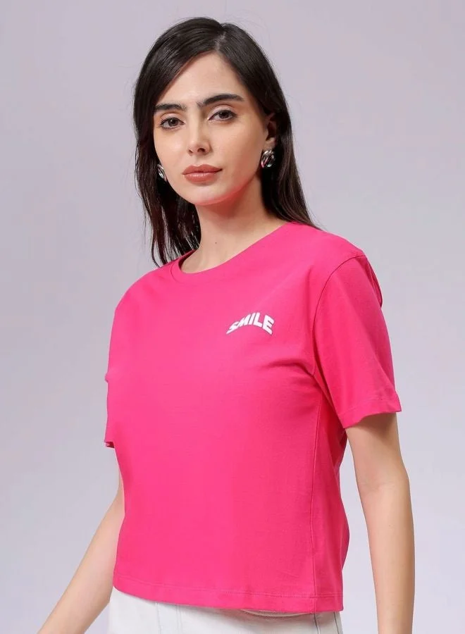 Freehand Women Relaxed Fit Solid Crew Neck Short Sleeve T-Shirt