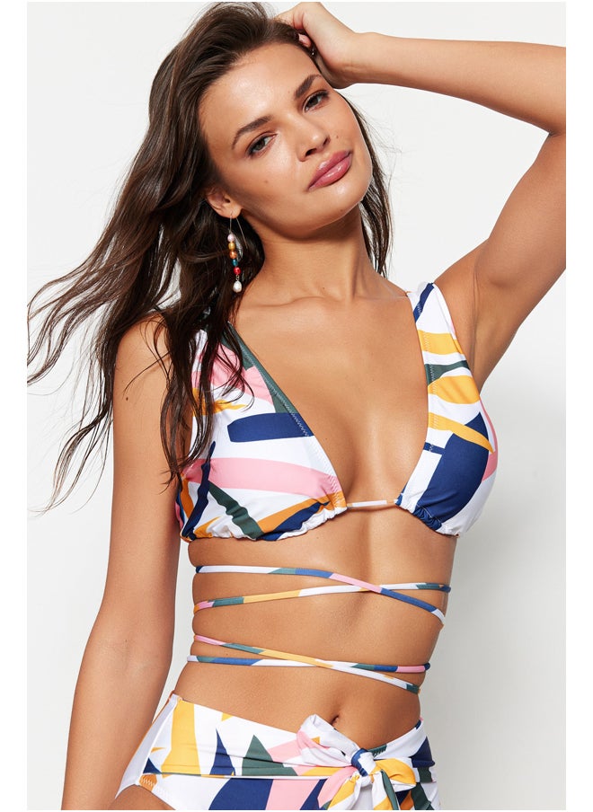 trendyol Abstract Patterned Triangle Tie Bikini Top TBESS23BU00281  - Image 1