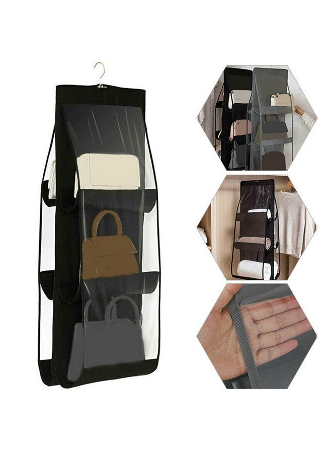Oxbow OxbOw 2 Pcs Combo 6 Pocket Handbag Organizer, Bag Organiser For Ladies Handbags, Purse Organiser For Handbag, Closet Organizer For Wardrobe, Tote Bag Organiser, Bag Hanger (2 Pcs Black) - Image 5