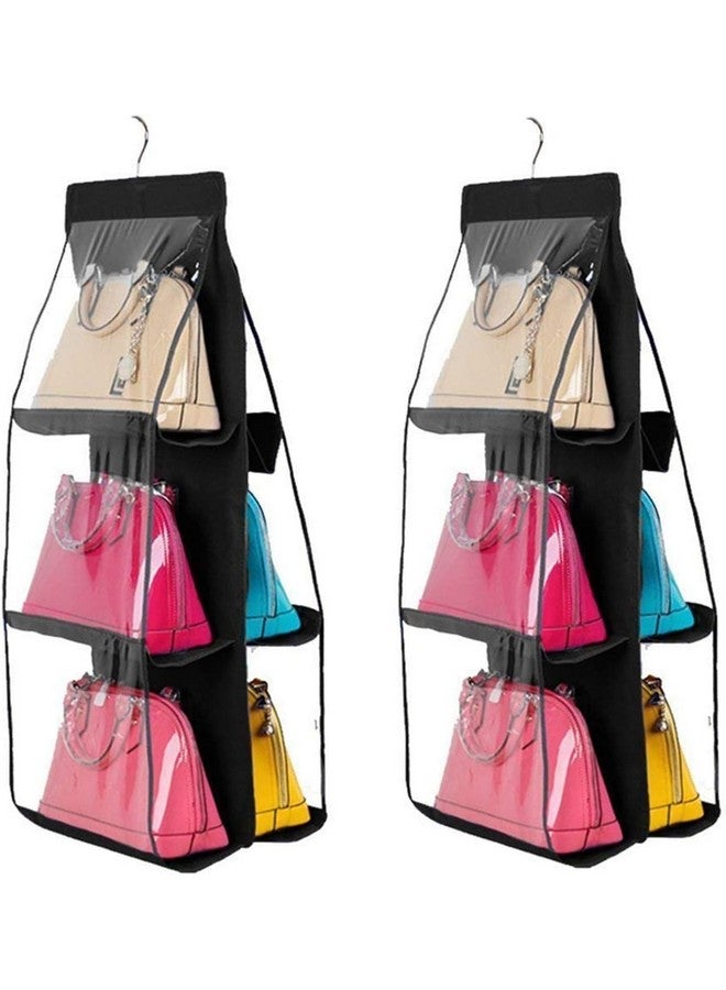 Oxbow OxbOw 2 Pcs Combo 6 Pocket Handbag Organizer, Bag Organiser For Ladies Handbags, Purse Organiser For Handbag, Closet Organizer For Wardrobe, Tote Bag Organiser, Bag Hanger (2 Pcs Black) - Image 1