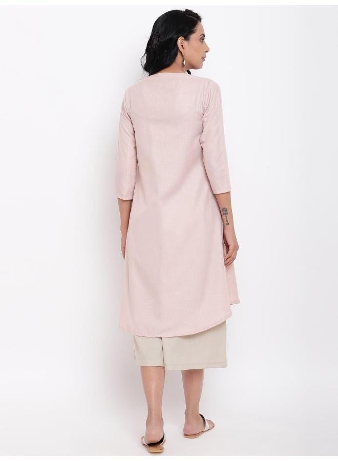 trueBrowns Linen Cotton Rose Kurta Pant Set - Image 5