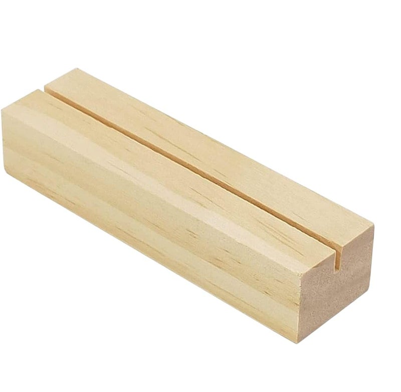 Oswaal Wood Crafts Card Holders , Table Number Holders, Wood Photo Holders, Wedding Party Table Name, Surprise Card Holder, Tabletop Home Party Office Decoration. (12 pc) - Image 1