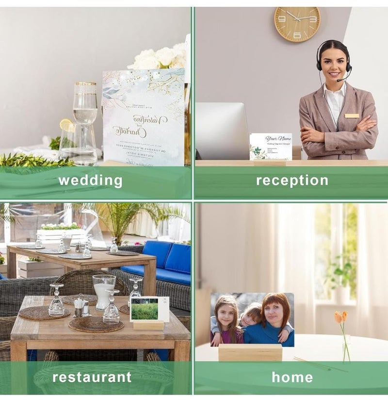 Oswaal Wood Crafts Card Holders , Table Number Holders, Wood Photo Holders, Wedding Party Table Name, Surprise Card Holder, Tabletop Home Party Office Decoration. (12 pc) - Image 3