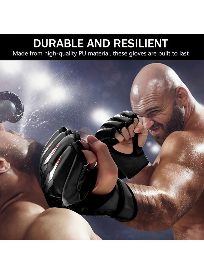 Generic Boxing training gloves, fighting gloves, boxing gloves, training gloves, half-finger boxing gloves, the cotton inside the gloves can fully cushion the shock, the gloves are 1.1mm thickened leather, durable, wear-resistant and tear-resistant, suitable for fighting training, boxing training, hitting sandbags, Sanda, sandbag fighting training, Muay Thai, black  - Image 2