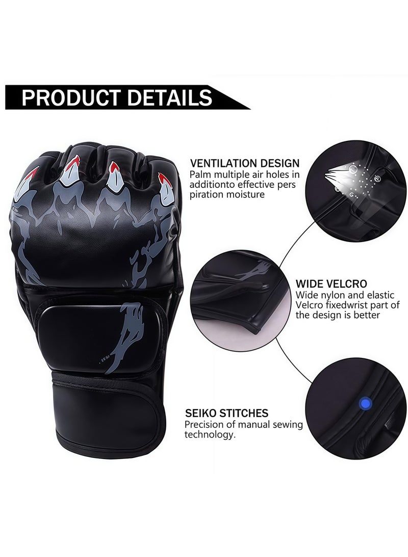 Generic Boxing training gloves, fighting gloves, boxing gloves, training gloves, half-finger boxing gloves, the cotton inside the gloves can fully cushion the shock, the gloves are 1.1mm thickened leather, durable, wear-resistant and tear-resistant, suitable for fighting training, boxing training, hitting sandbags, Sanda, sandbag fighting training, Muay Thai, black  - Image 4