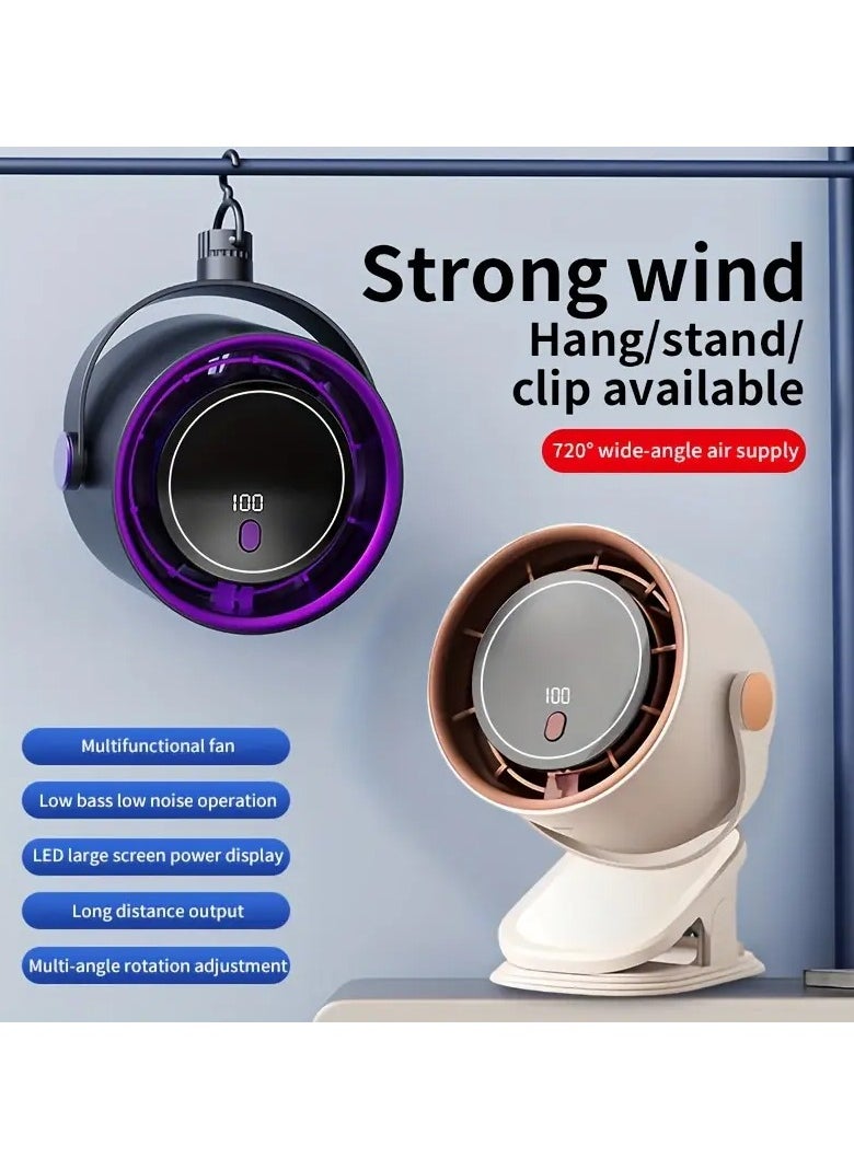 New mini leafless fan that can be fixed hung or clipped easy to handle midsummer wind speed 100 multi-angle adjustment intelligent timing suitable for multiple scenes long battery life