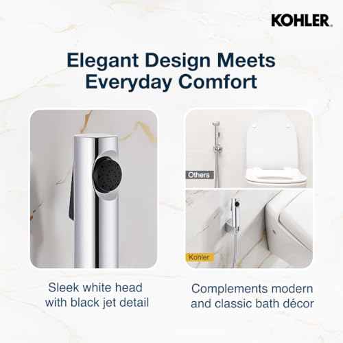 Kohler Cuff 98100IN-CP Health Faucet for Toilet | Hygiene Spray with 1.2 m Metal Hose & Holder | Single Switch Easy Grip | Rust-Resistant | G13 Thread | Chrome Finish | 3 Year Warranty - Image 2