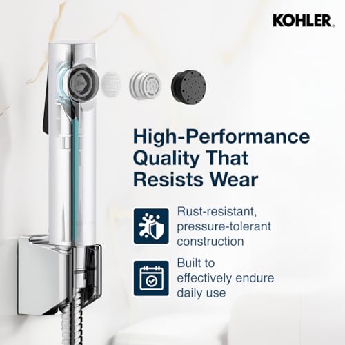 Kohler Cuff 98100IN-CP Health Faucet for Toilet | Hygiene Spray with 1.2 m Metal Hose & Holder | Single Switch Easy Grip | Rust-Resistant | G13 Thread | Chrome Finish | 3 Year Warranty - Image 5