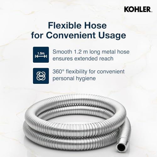 Kohler Cuff 98100IN-CP Health Faucet for Toilet | Hygiene Spray with 1.2 m Metal Hose & Holder | Single Switch Easy Grip | Rust-Resistant | G13 Thread | Chrome Finish | 3 Year Warranty - Image 3