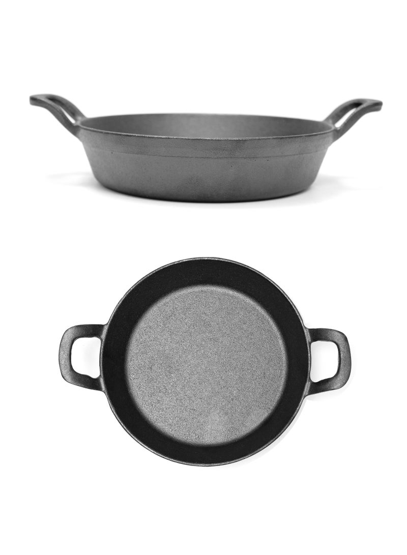 BLACKSTONE Cast Iron Mini Round Skillet with Wooden Sizzler Plate 18cm - Image 3