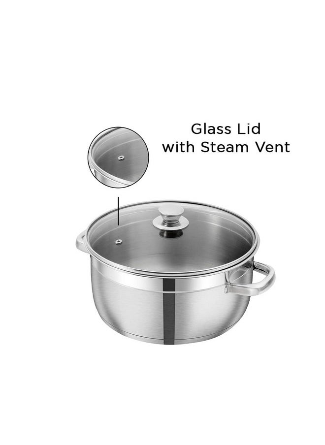 VINOD Vinod Bremen Stainless Steel Saucepot with Glass Lid 2 Litre, 18 cm | 2.5mm Thick Base | Riveted Sturdy Handle | 2 Year Warranty | Induction and Gas Base - Silver  - Image 3