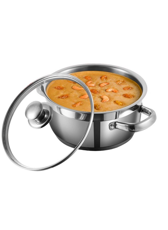VINOD Vinod Bremen Stainless Steel Saucepot with Glass Lid 2 Litre, 18 cm | 2.5mm Thick Base | Riveted Sturdy Handle | 2 Year Warranty | Induction and Gas Base - Silver  - Image 1