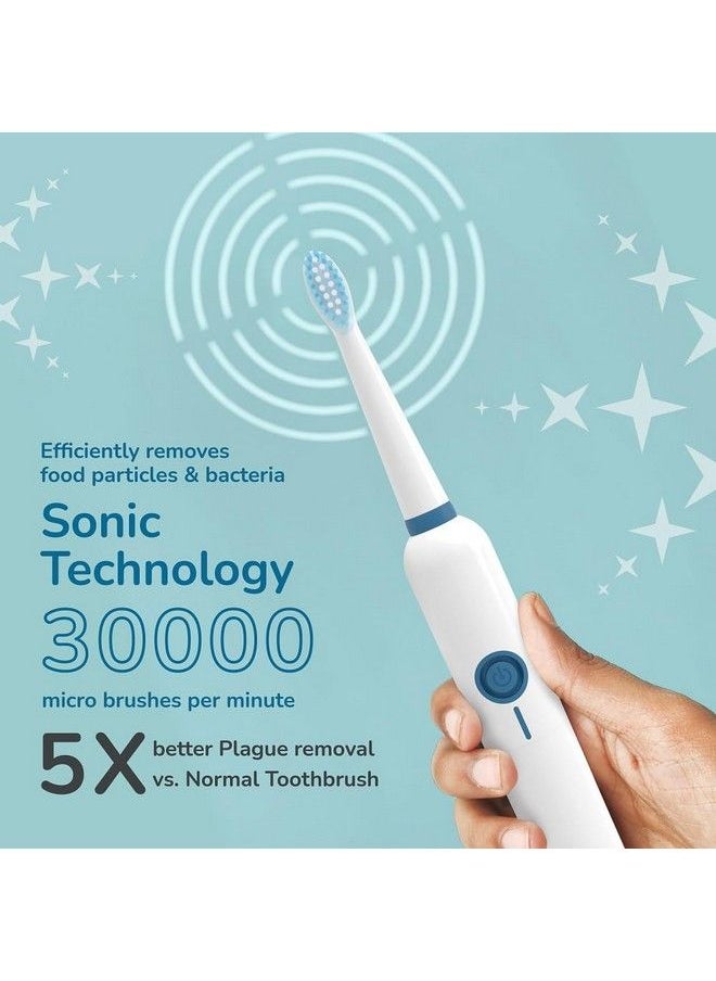 CARESMITH - Spark One Electric Battery Toothbrush ; Electric Tooth Brushes For Adult ; Aa Battery Provided ; 30000 Strokes Per Minute (White 1) - Image 1