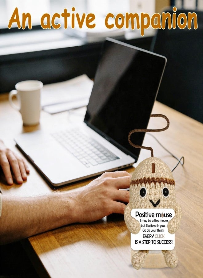 BigNoseDeer Gifts for Women Men Positive Crochet Mouse Friendship Birthday Inspirational Gifts for Colleagues Coworkers Funny Emotional Support Leaving Good Luck New Job Gifts Cute Home Office Decor Accessories - Image 2