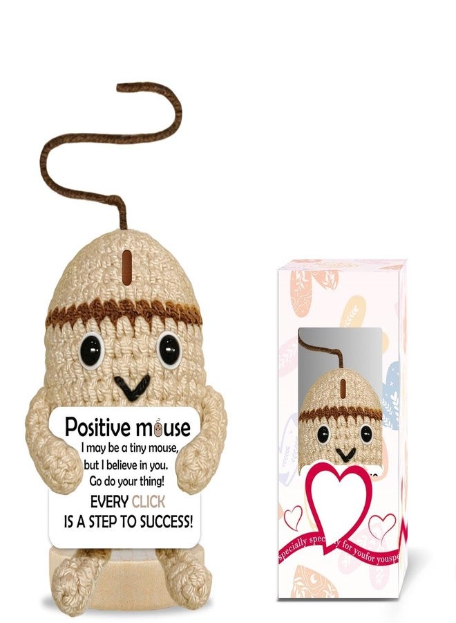 BigNoseDeer Gifts for Women Men Positive Crochet Mouse Friendship Birthday Inspirational Gifts for Colleagues Coworkers Funny Emotional Support Leaving Good Luck New Job Gifts Cute Home Office Decor Accessories - Image 1
