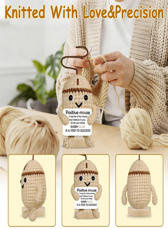 BigNoseDeer Gifts for Women Men Positive Crochet Mouse Friendship Birthday Inspirational Gifts for Colleagues Coworkers Funny Emotional Support Leaving Good Luck New Job Gifts Cute Home Office Decor Accessories - Image 5