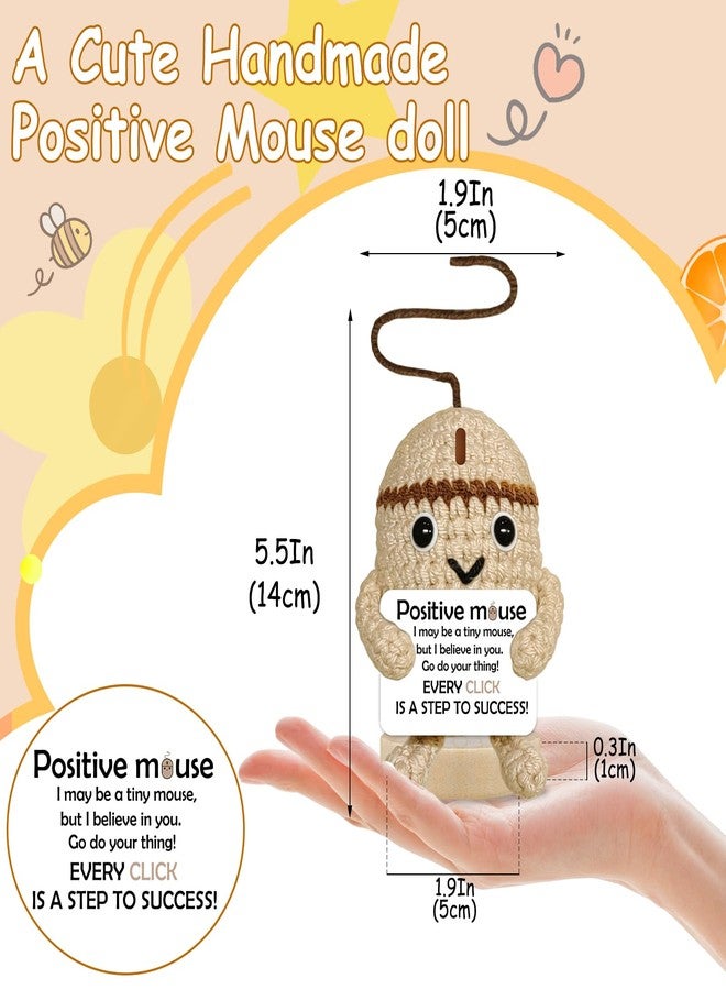 BigNoseDeer Gifts for Women Men Positive Crochet Mouse Friendship Birthday Inspirational Gifts for Colleagues Coworkers Funny Emotional Support Leaving Good Luck New Job Gifts Cute Home Office Decor Accessories - Image 3