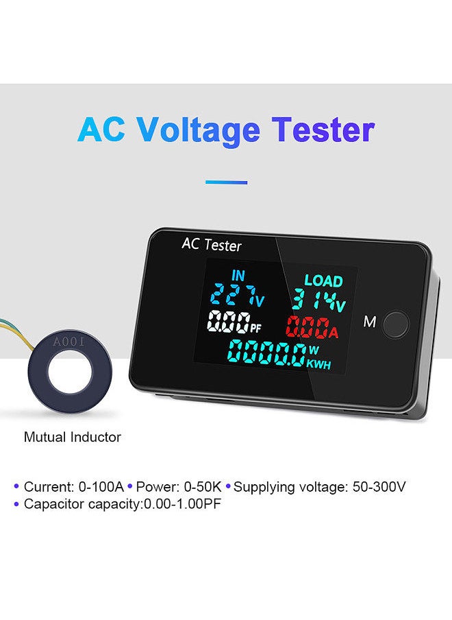 AC Dual Voltage Digital Tester 0-500V Voltmeter 0-100A Ammeter Professional Electricity Power Test Meter Electrician Consumption Monitor Tools