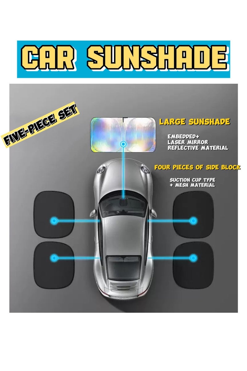 TNGames 5-Piece Magnetic Car Sunshade Set | Front Windshield + 4 Side Windows (Static Cling) | UV Blocking & Heat Insulation Kit | Universal for Sedans/SUVs/Trucks | 3-Second Quick Installation & Foldable - Image 1