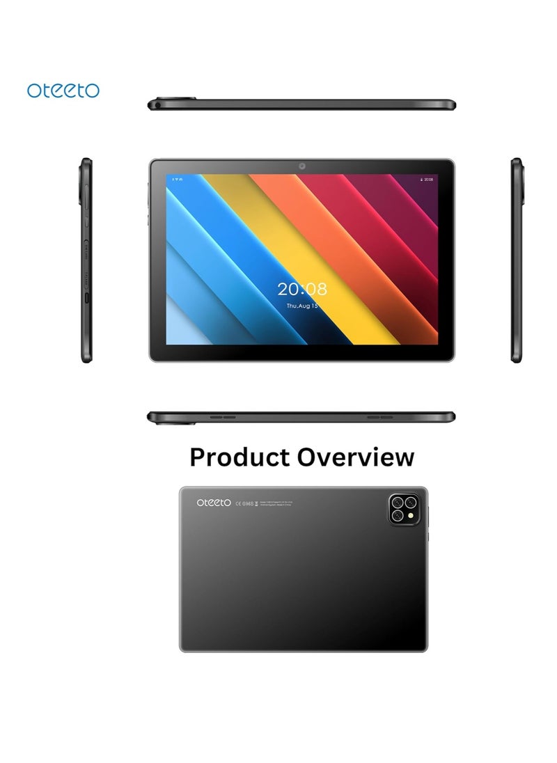 Oteeto TAB 10 Pro/Single SIM 5G Network/8GB RAM + 512GBG ROM/5G Wifi/8000 mAh/8MP Front + 13MP Rear Camera/Quad Core 2.0GHz Processor/Android 13/Includes Keyboard,Mouse,Touch Pen,OTG,Flip Cover (Gray)