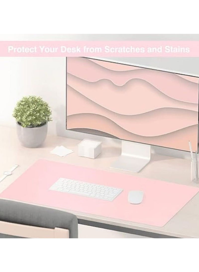 Mouse pad,Dual Sided Desk Pad, Large Desk Mat, Waterproof Desk Blotter Protector Mouse Pad, Leather Desk Pad Large for Keyboard and Mouse (40*80CM, Blue/Pink) - Image 3
