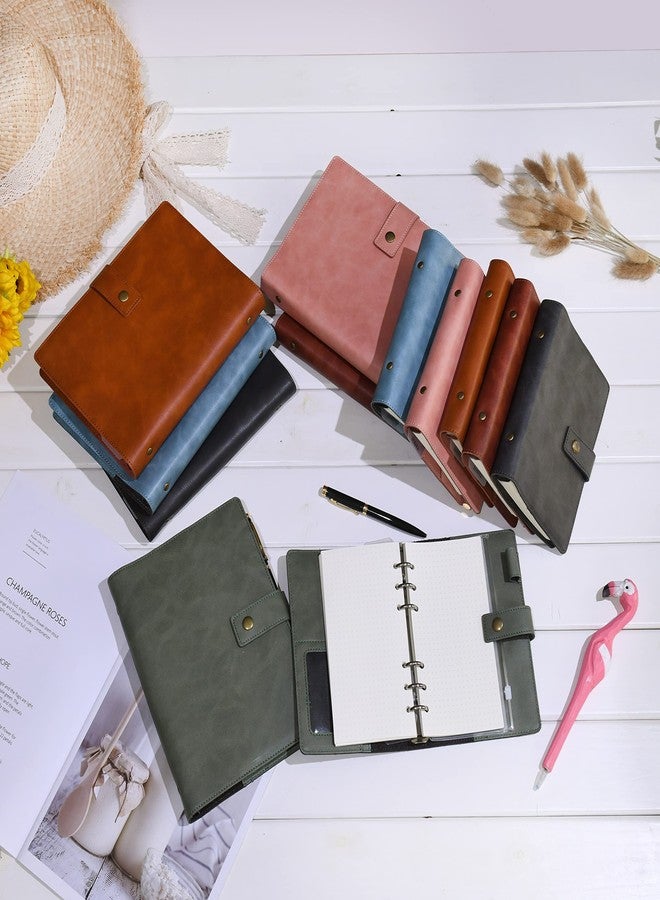 WONDERPOOL Leather Journal Dotted Paper Refillable Writing Binder Notebook - Leather Spiral Diary with Inner Organizer Pockets for Man and Woman (Green, A5) - Image 5