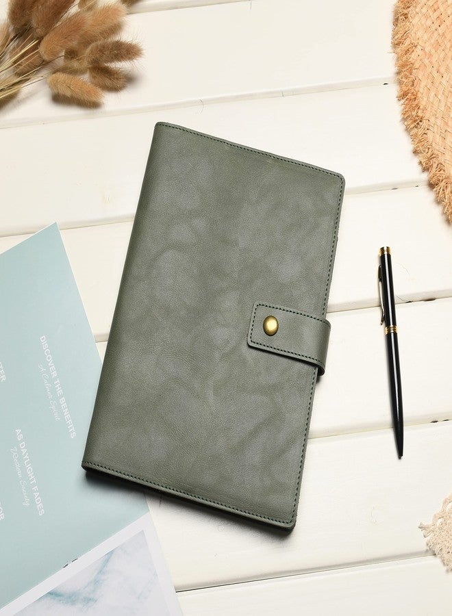 WONDERPOOL Leather Journal Dotted Paper Refillable Writing Binder Notebook - Leather Spiral Diary with Inner Organizer Pockets for Man and Woman (Green, A5) - Image 2