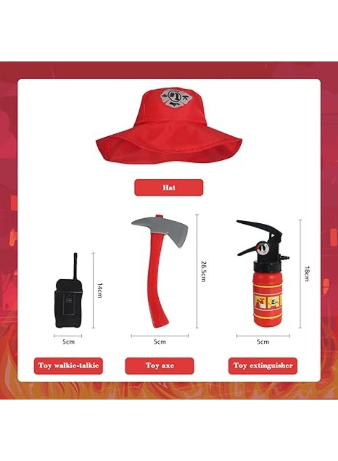 JscubeR Kids Firefighter Costume Set – Red & Yellow Dress Up Outfit with Helmet - Image 4