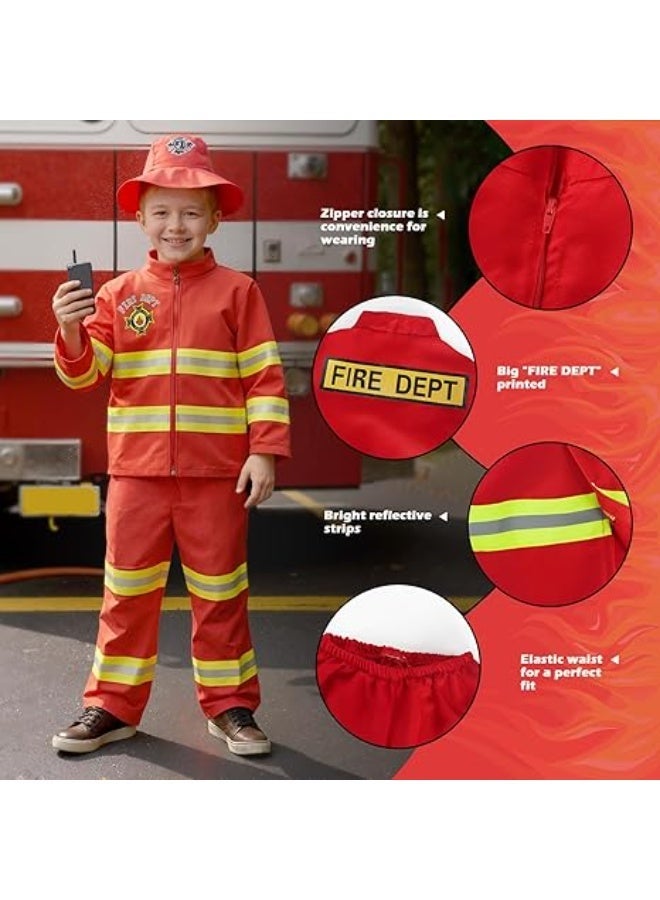 JscubeR Kids Firefighter Costume Set – Red & Yellow Dress Up Outfit with Helmet - Image 5