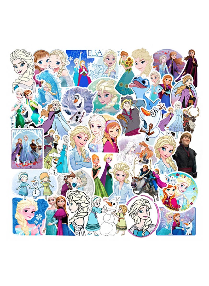 50-Piece Frozen Elsa Anna Princess Stickers Waterproof Cartoon Vinyl Stickers for Laptop - Image 1